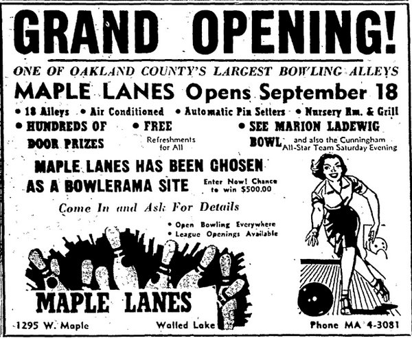 Mr. Bs Camelot Inn (Maple Lanes, Shadow Fax, Olde World Market) - Sept 1959 Maple Lanes Opens